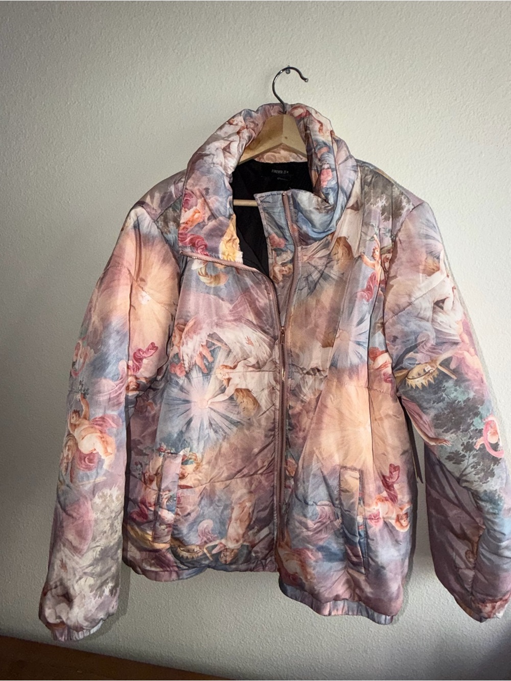 Forever 21 Pastel Multicolor Printed Puffer Jacket